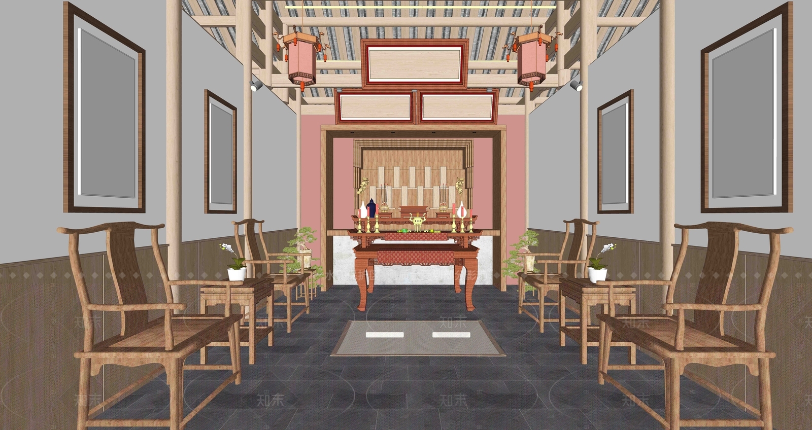 中式祠堂SU模型下载【ID:1216067337】