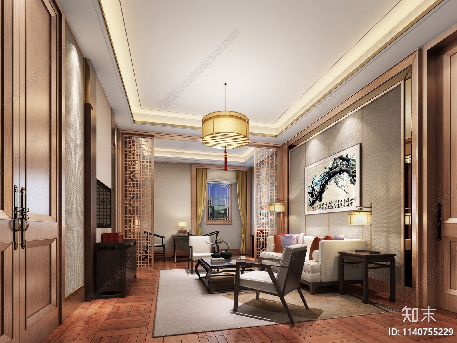 新中式风会所室内装修cad施工图下载【ID:1140755229】