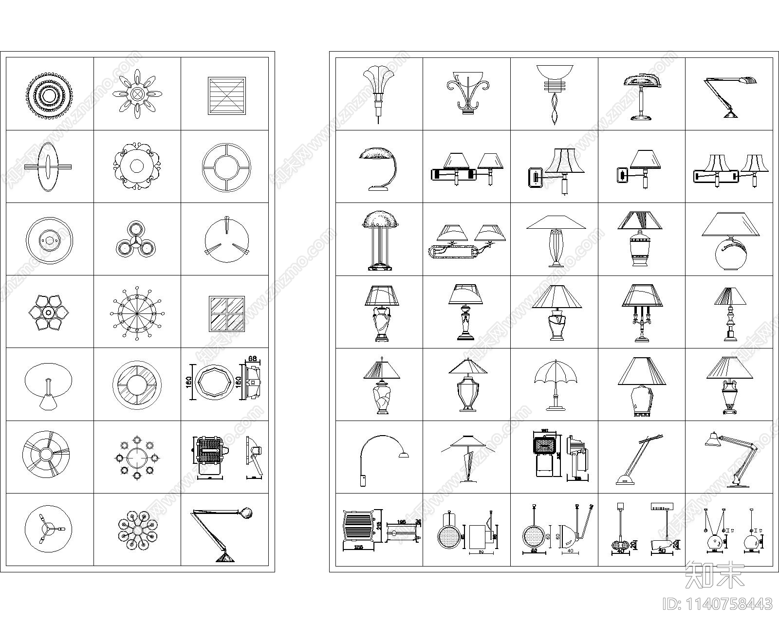灯具立面cad施工图下载【ID:1140758443】