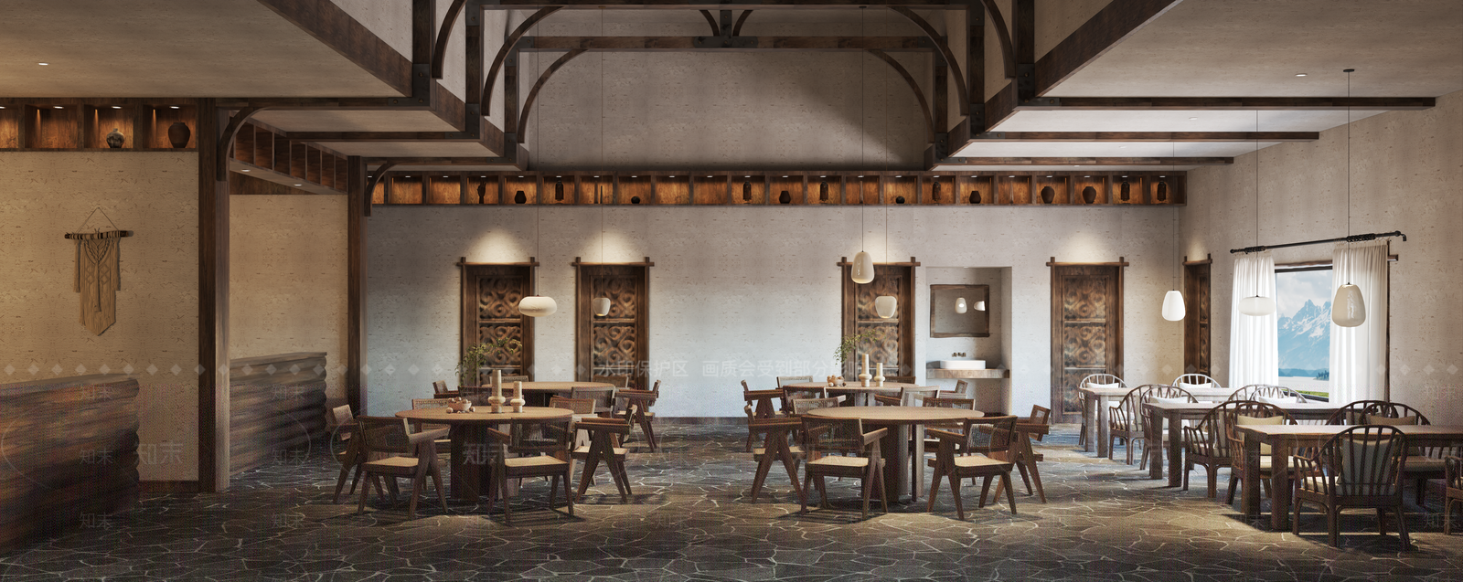 侘寂风民宿餐厅3D模型下载【ID:1140762047】