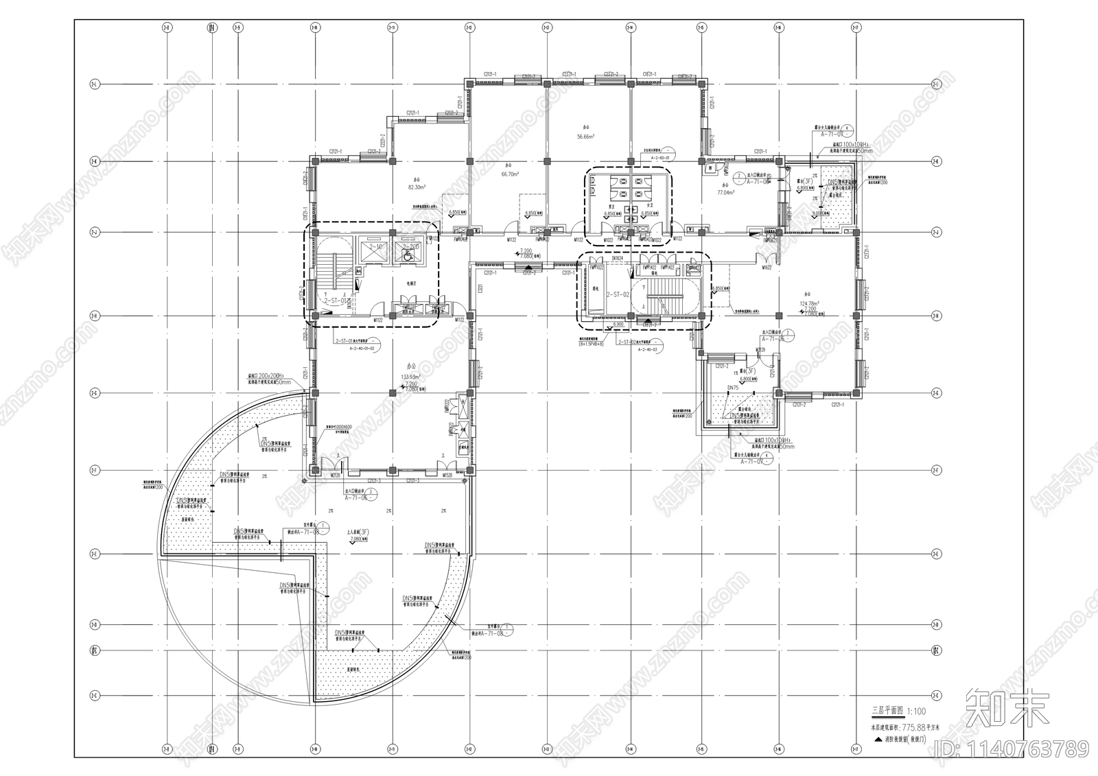 礼嘉智慧公园极客社区商业建筑cad施工图下载【ID:1140763789】