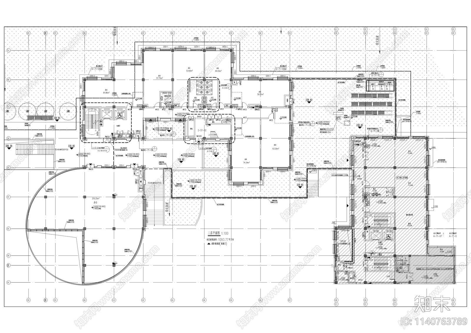 礼嘉智慧公园极客社区商业建筑cad施工图下载【ID:1140763789】