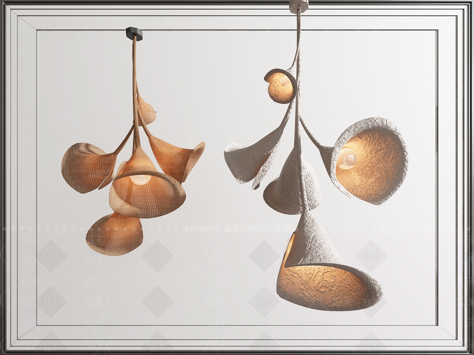 东南亚喇叭花吊灯3D模型下载【ID:1140765314】