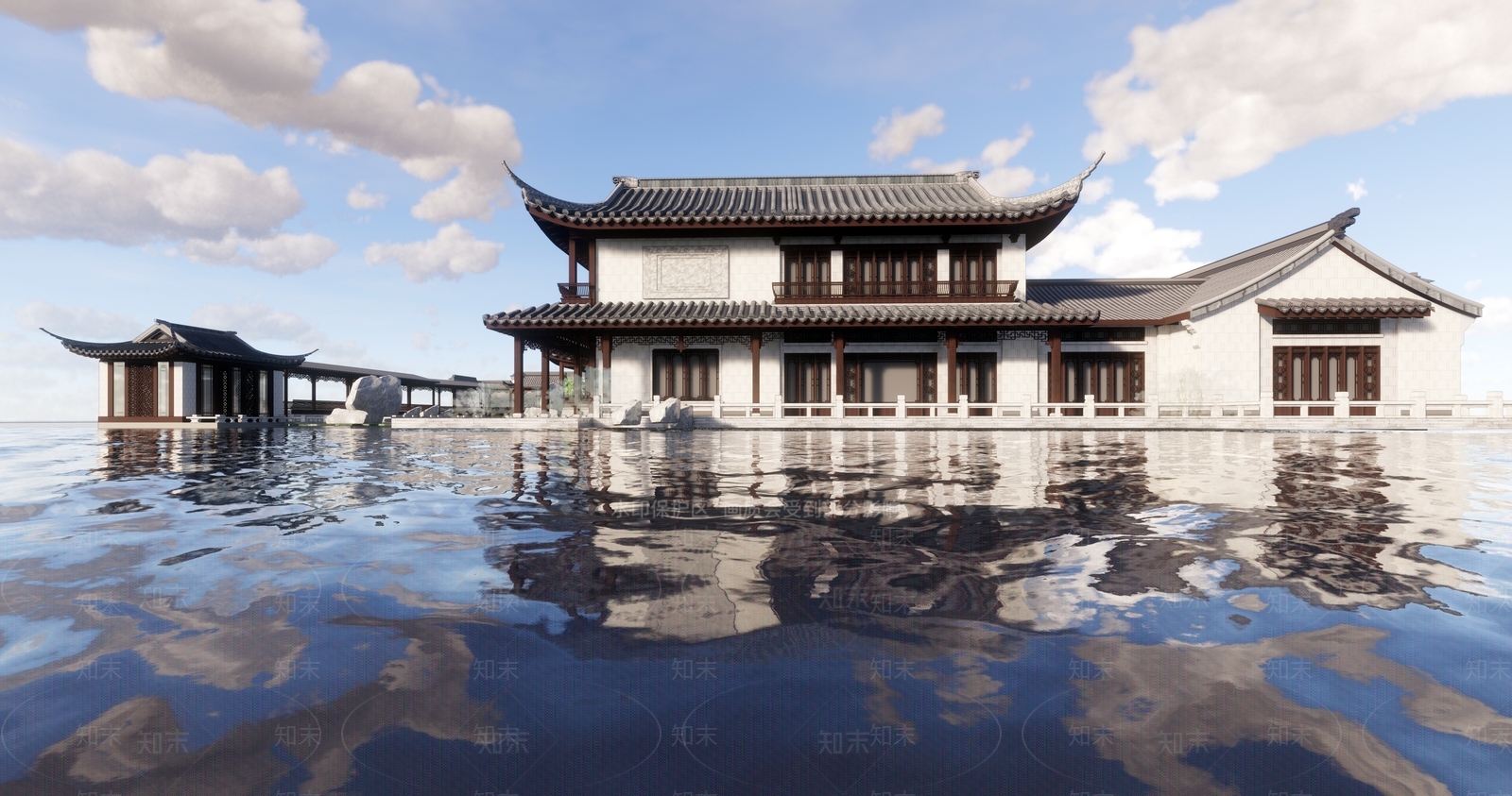新中式四合院SU模型下载【ID:1140765583】