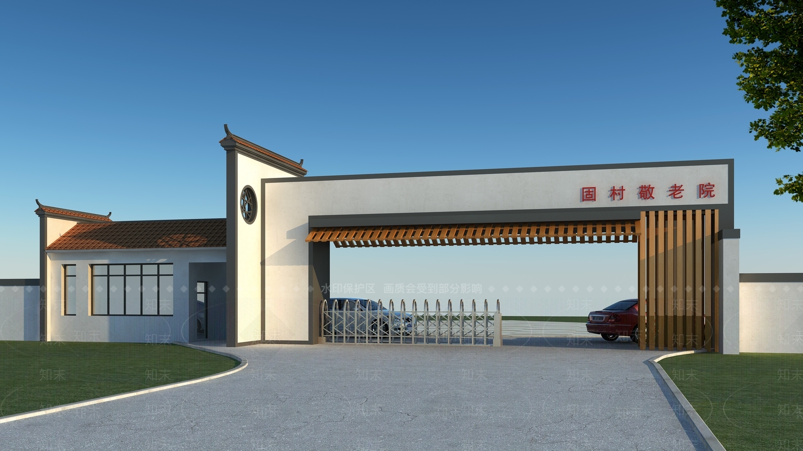 新中式入口大门3D模型下载【ID:1140765256】