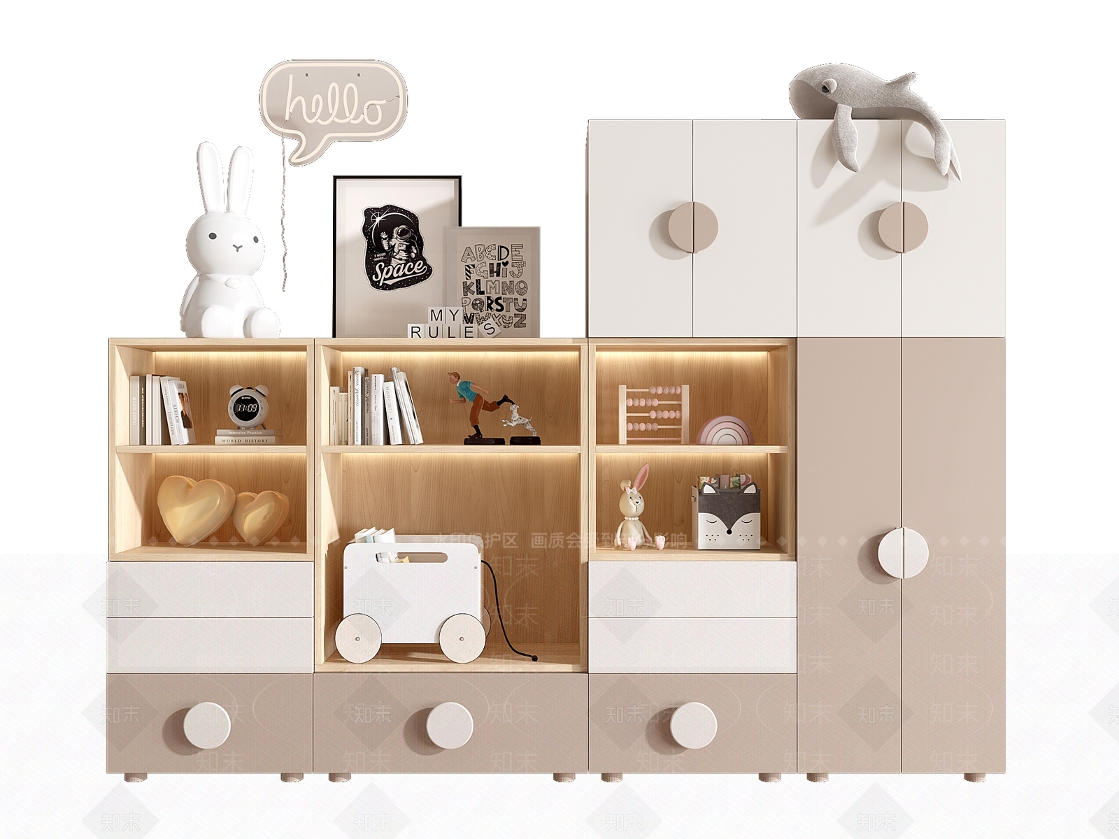 现代儿童装饰柜3D模型下载【ID:1140765690】