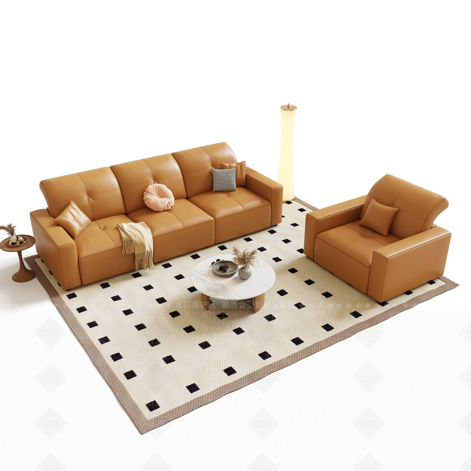 现代沙发茶几组合3D模型下载【ID:1140766146】_知末3d模型网