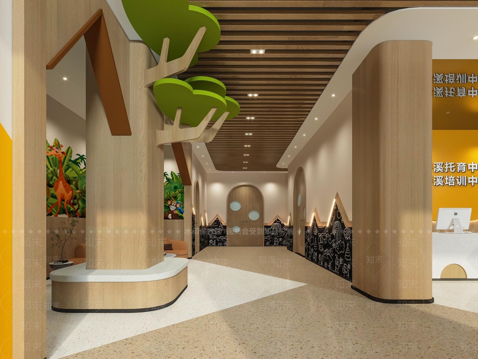 现代幼儿园前台接待3D模型下载【ID:1140773840】