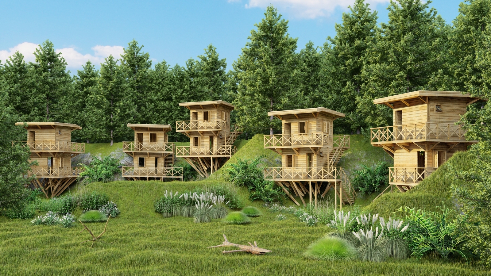 现代山地小木屋SU模型下载【ID:1140775078】