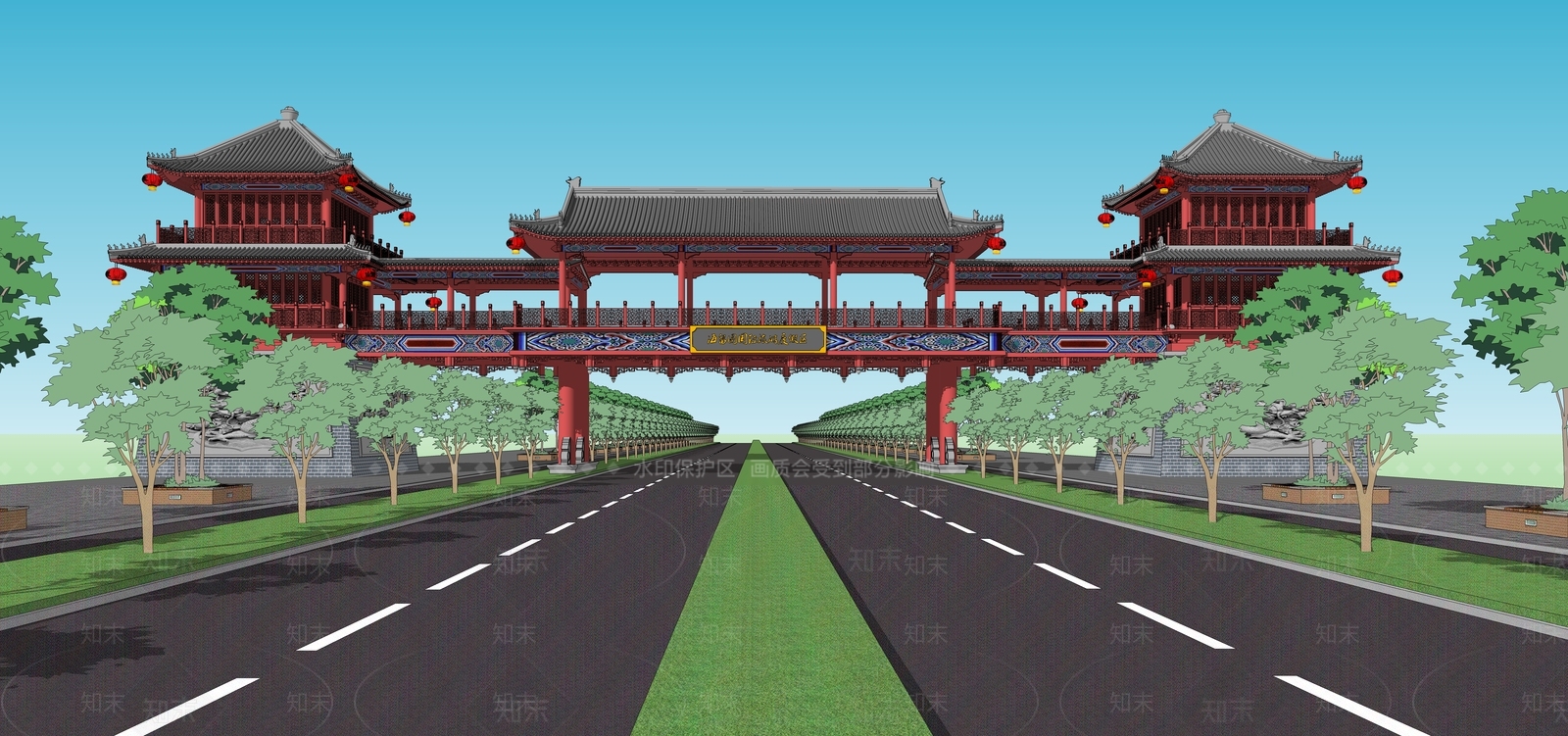 中式牌楼SU模型下载【ID:1140781374】