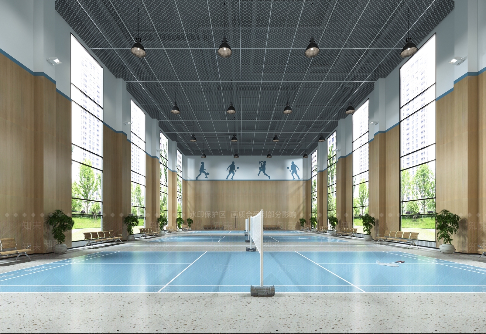 现代羽毛球馆3D模型下载【ID:1140785576】