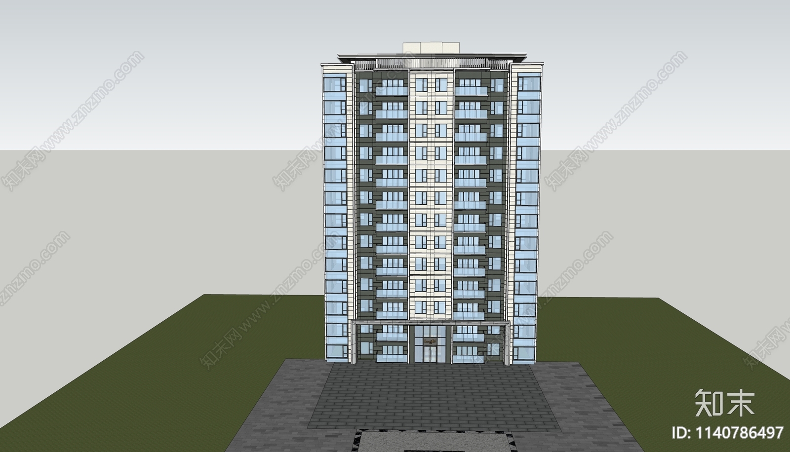 现代高层住宅SU模型下载【ID:1140786497】