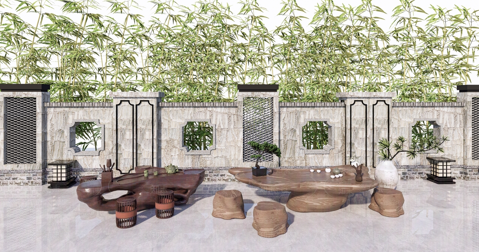 中式根雕茶几SU模型下载【ID:1140788033】