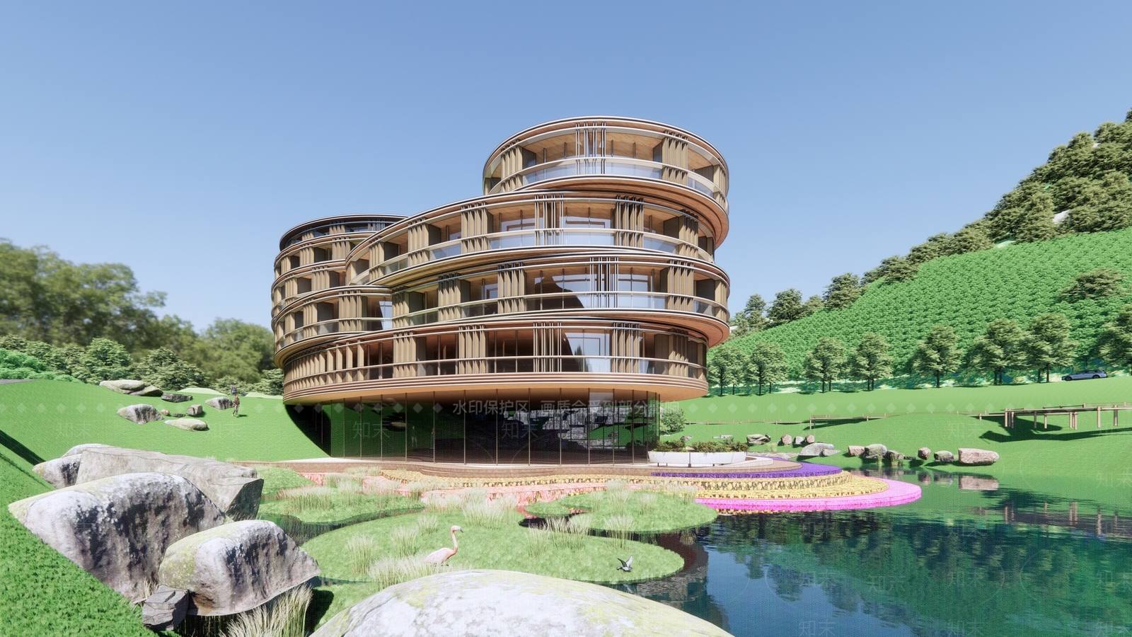 现代展览馆建筑SU模型下载【ID:1140790071】