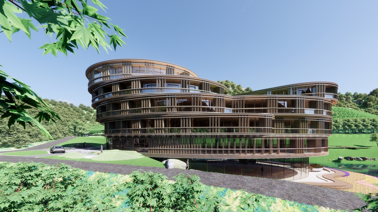 现代展览馆建筑SU模型下载【ID:1140790071】