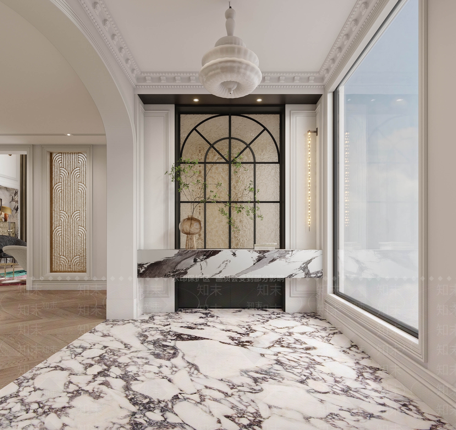 简欧别墅玄关门厅3D模型下载【ID:1140789718】