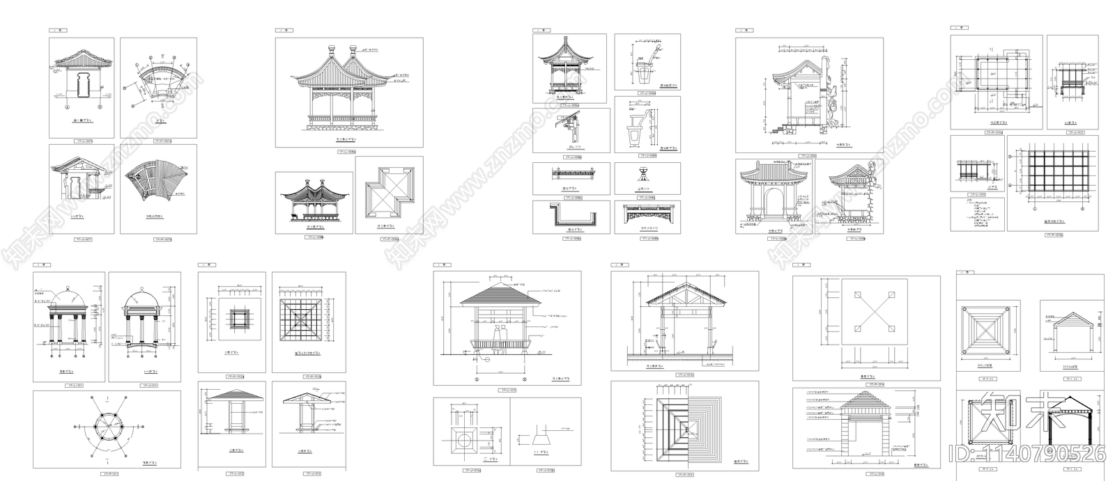 防腐木亭子cad施工图下载【ID:1140790526】