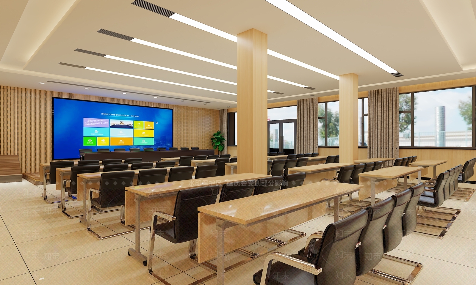现代党建会议室3D模型下载【ID:1140793007】