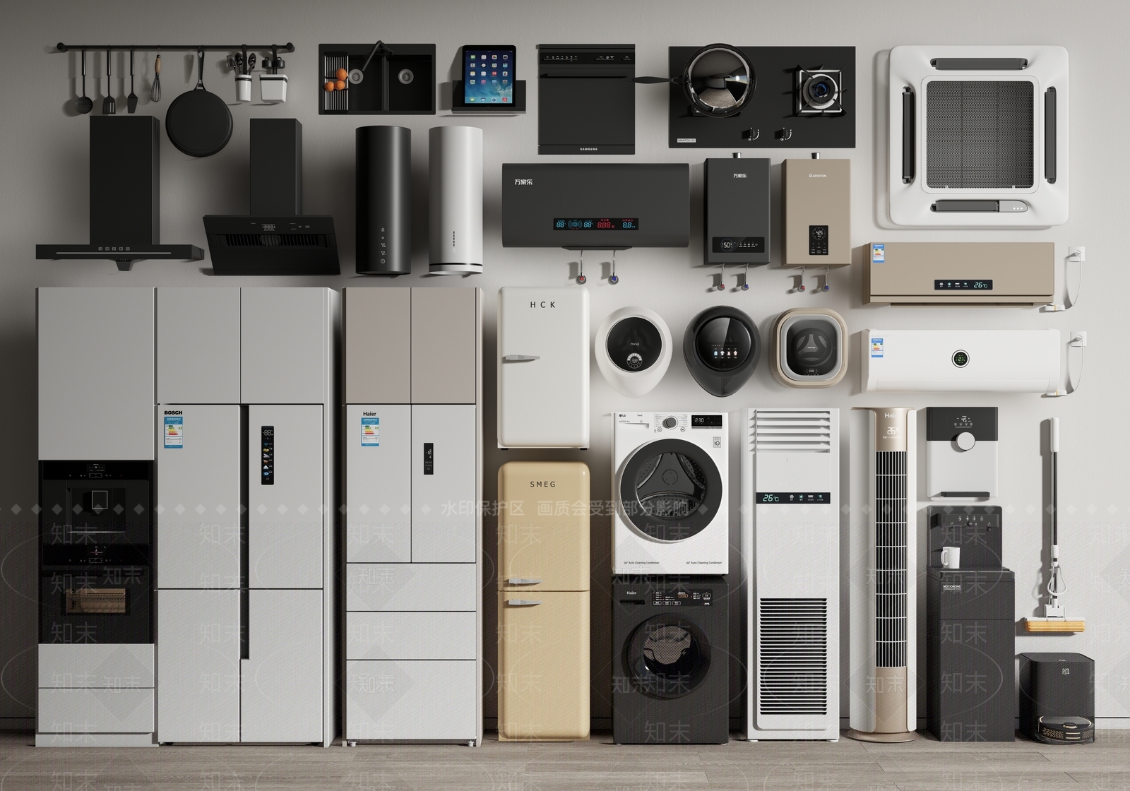 冰箱冰柜组合3D模型下载【ID:1140793387】