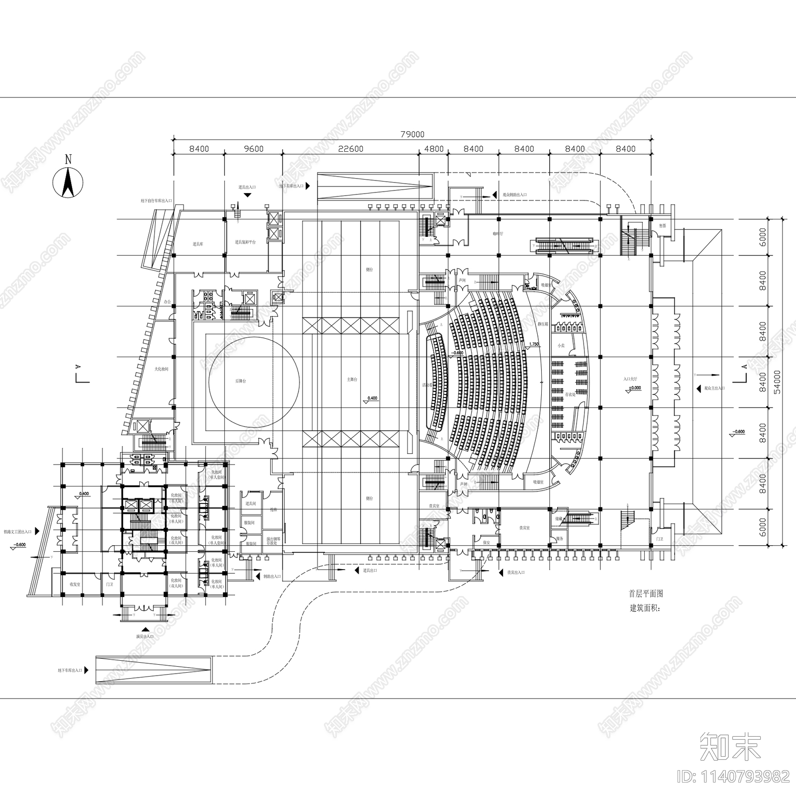 电影院剧院剧场建筑cad施工图下载【ID:1140793982】