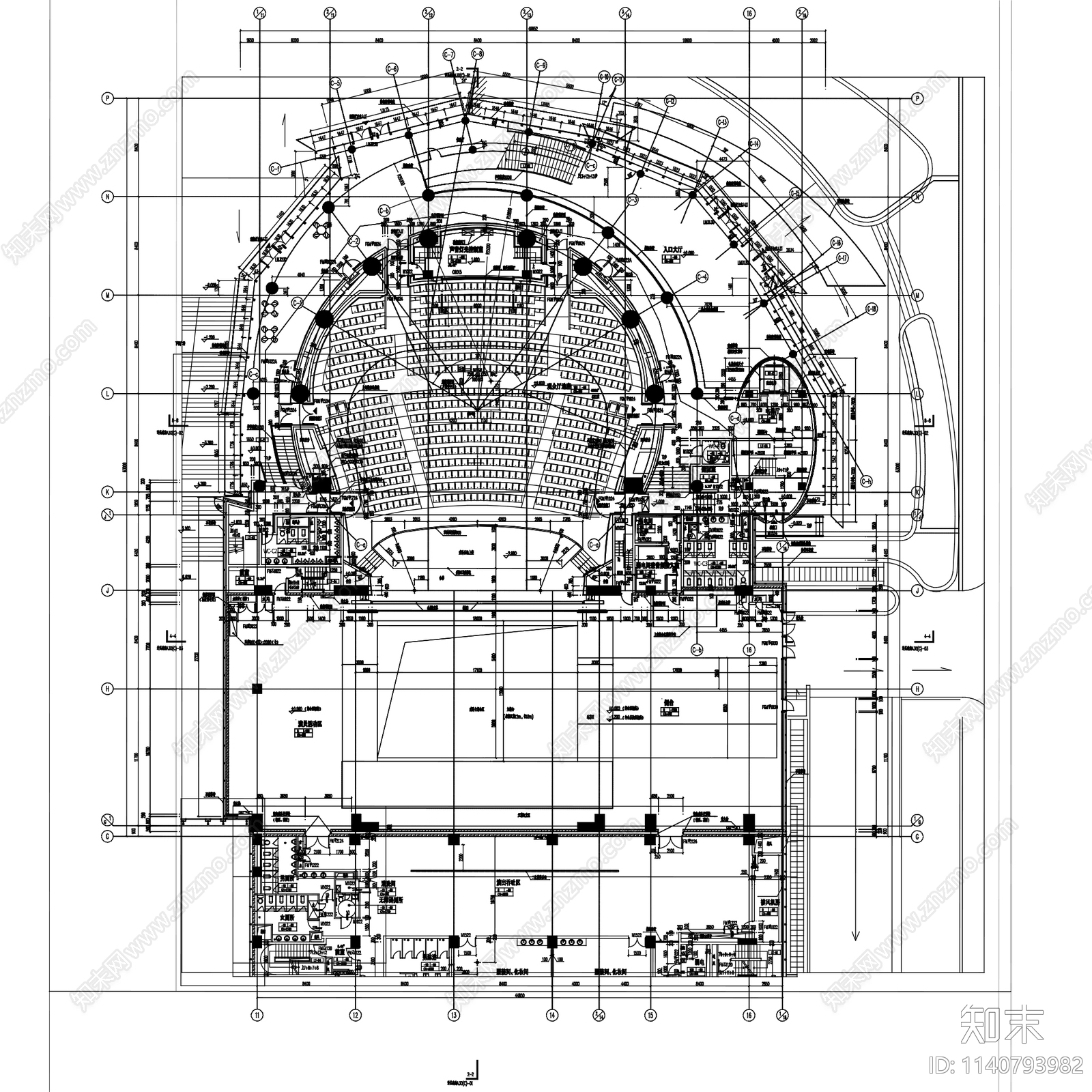 电影院剧院剧场建筑cad施工图下载【ID:1140793982】