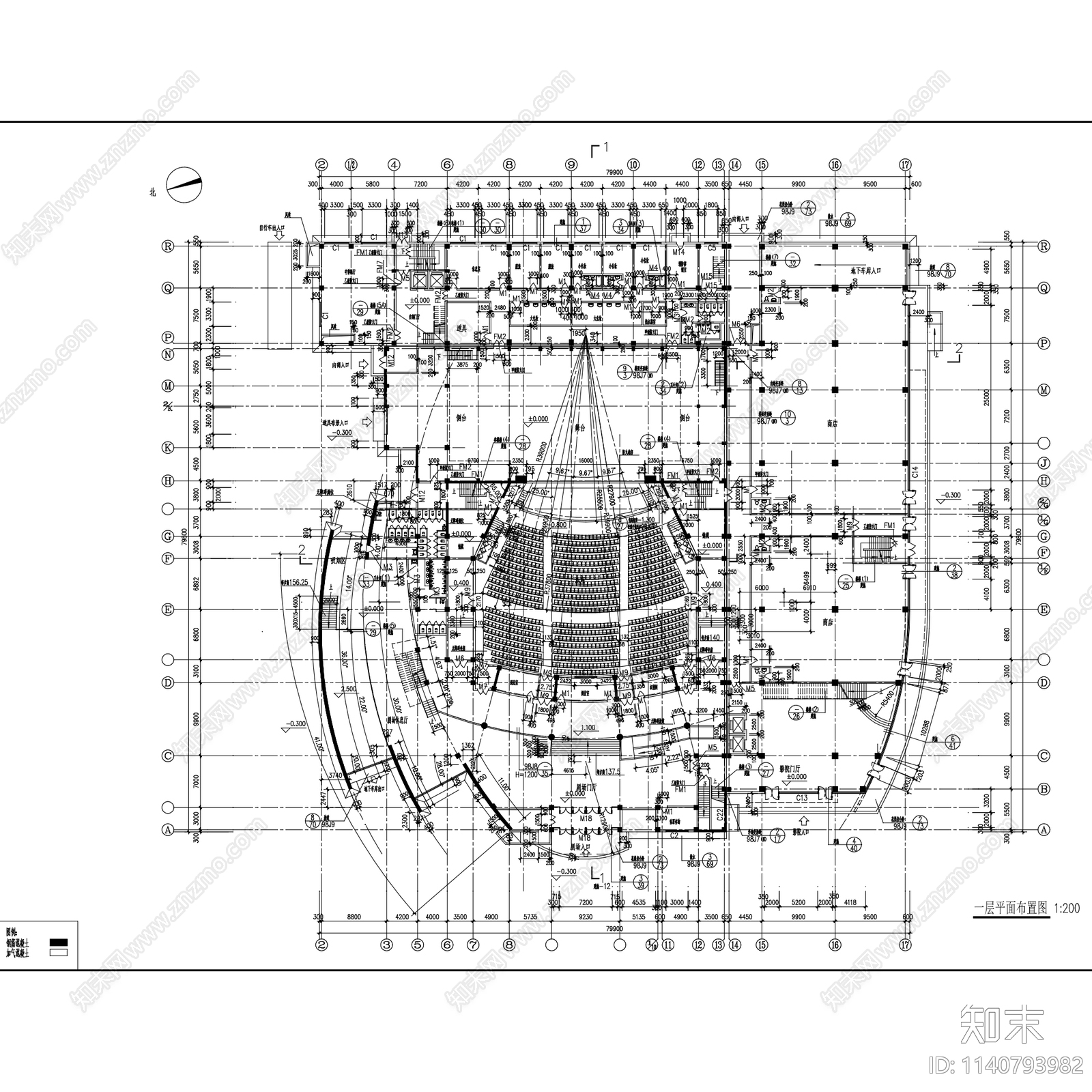 电影院剧院剧场建筑cad施工图下载【ID:1140793982】