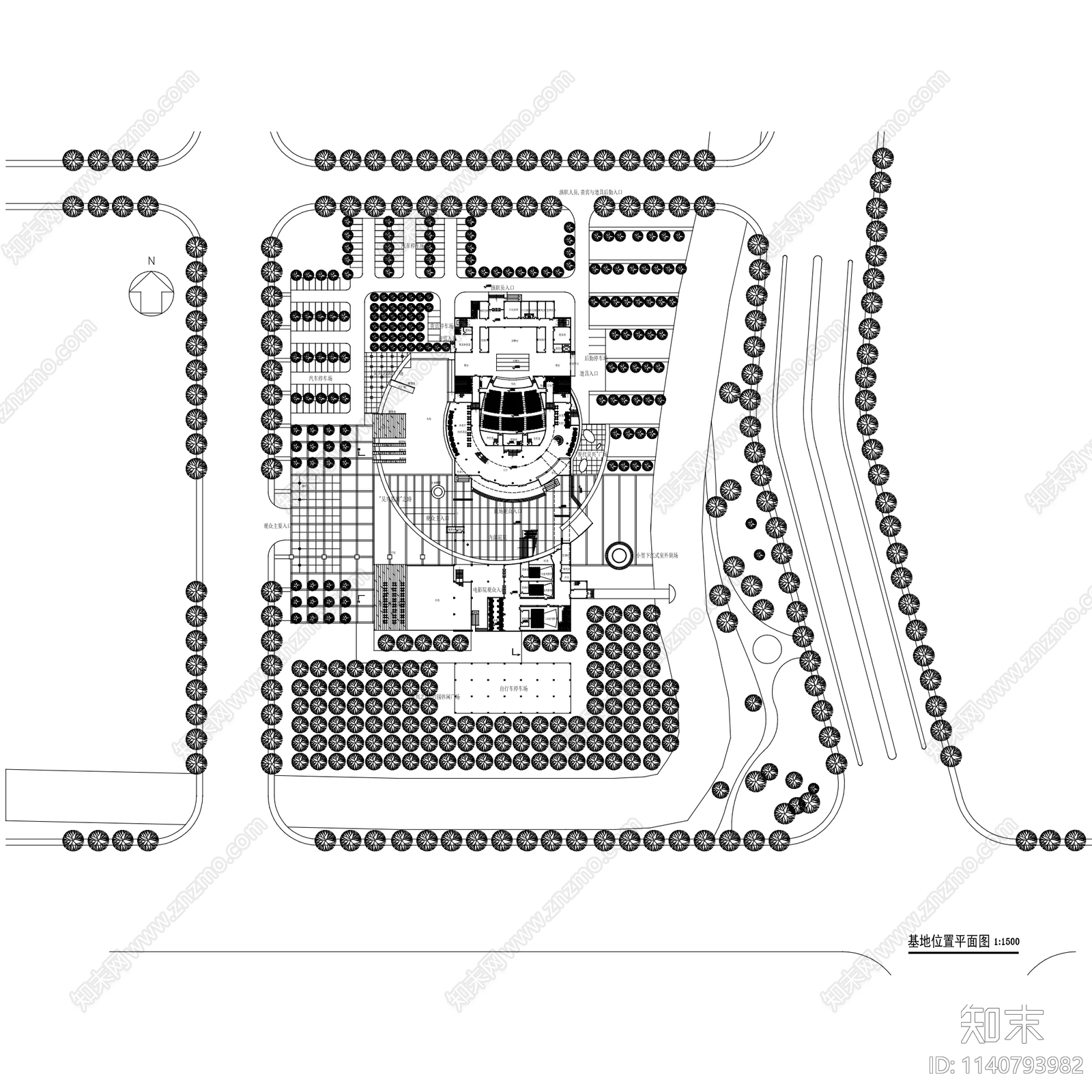 电影院剧院剧场建筑cad施工图下载【ID:1140793982】