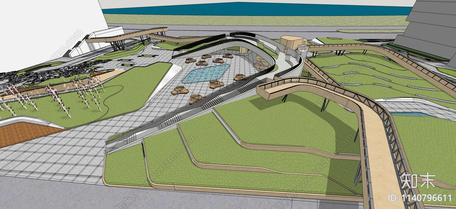 现代商业广场景观SU模型下载【ID:1140796611】