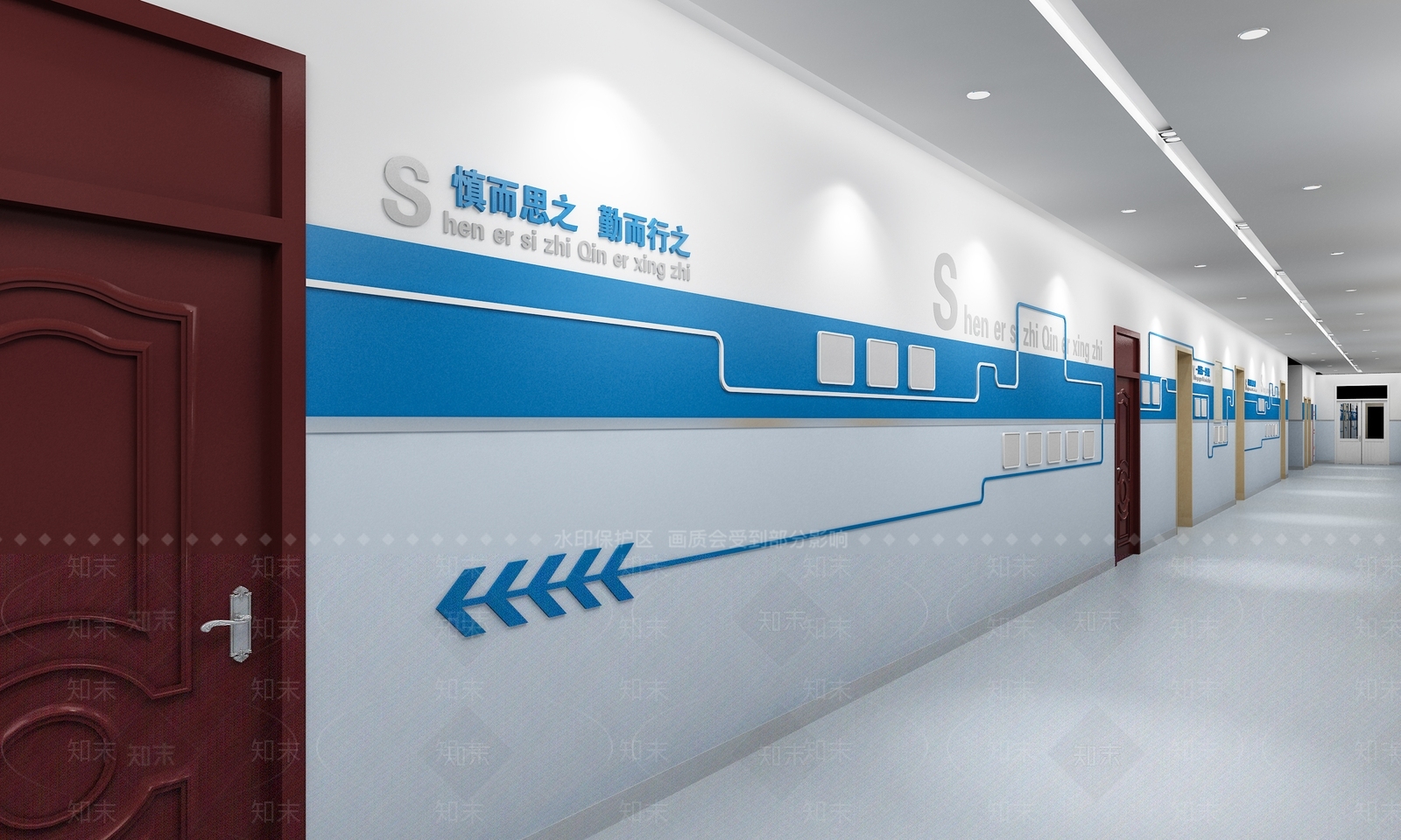 现代办公走廊SU模型下载【ID:1215201495】