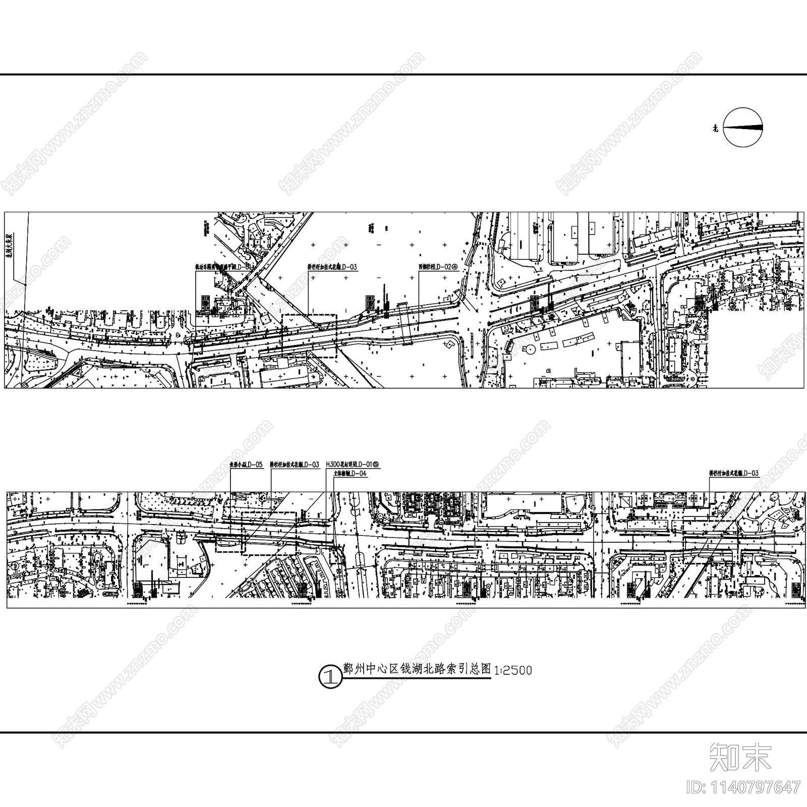 宁波前湖北路道路景观提升工程cad施工图下载【ID:1140797647】