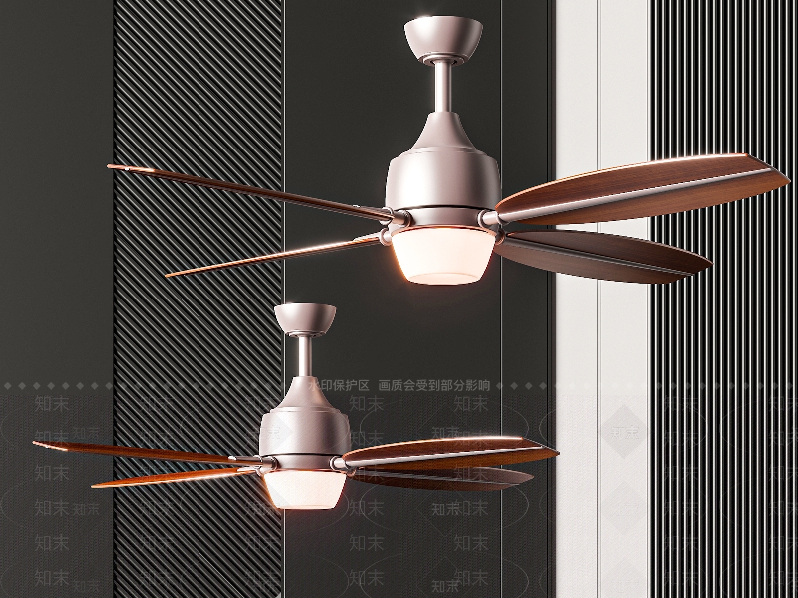 现代吊扇灯3D模型下载【ID:1140800510】