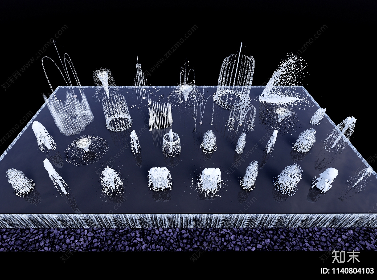 现代喷泉SU模型下载【ID:1140804103】