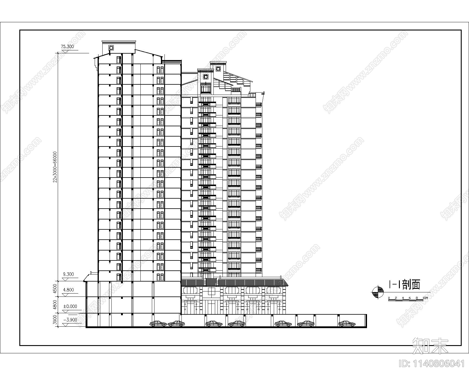 某花园综合住宅区建筑cad施工图下载【ID:1140806041】