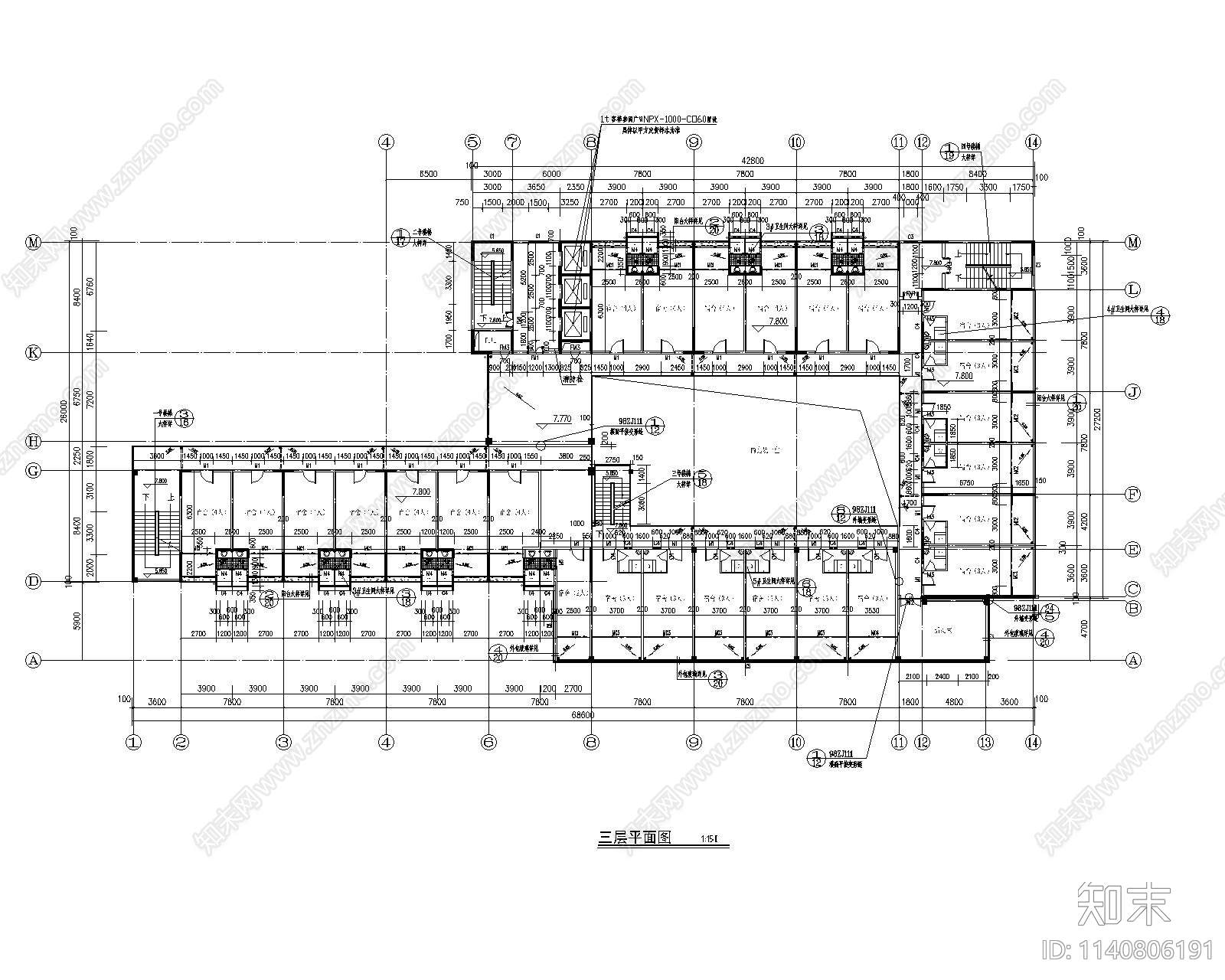 某省体育局运动员公寓建筑cad施工图下载【ID:1140806191】