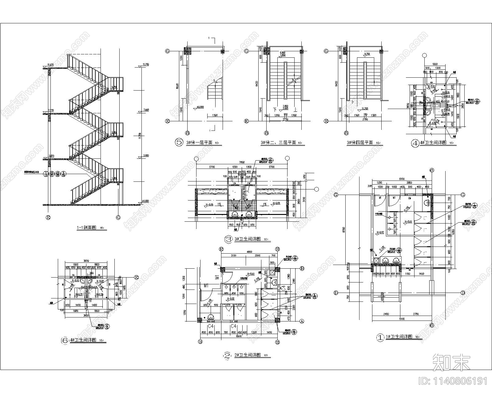 某省体育局运动员公寓建筑cad施工图下载【ID:1140806191】