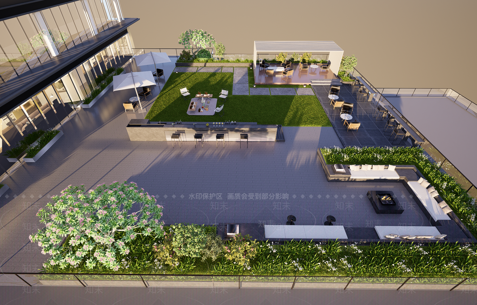 现代屋顶花园SU模型精品下载_SketchUp模型_知末网