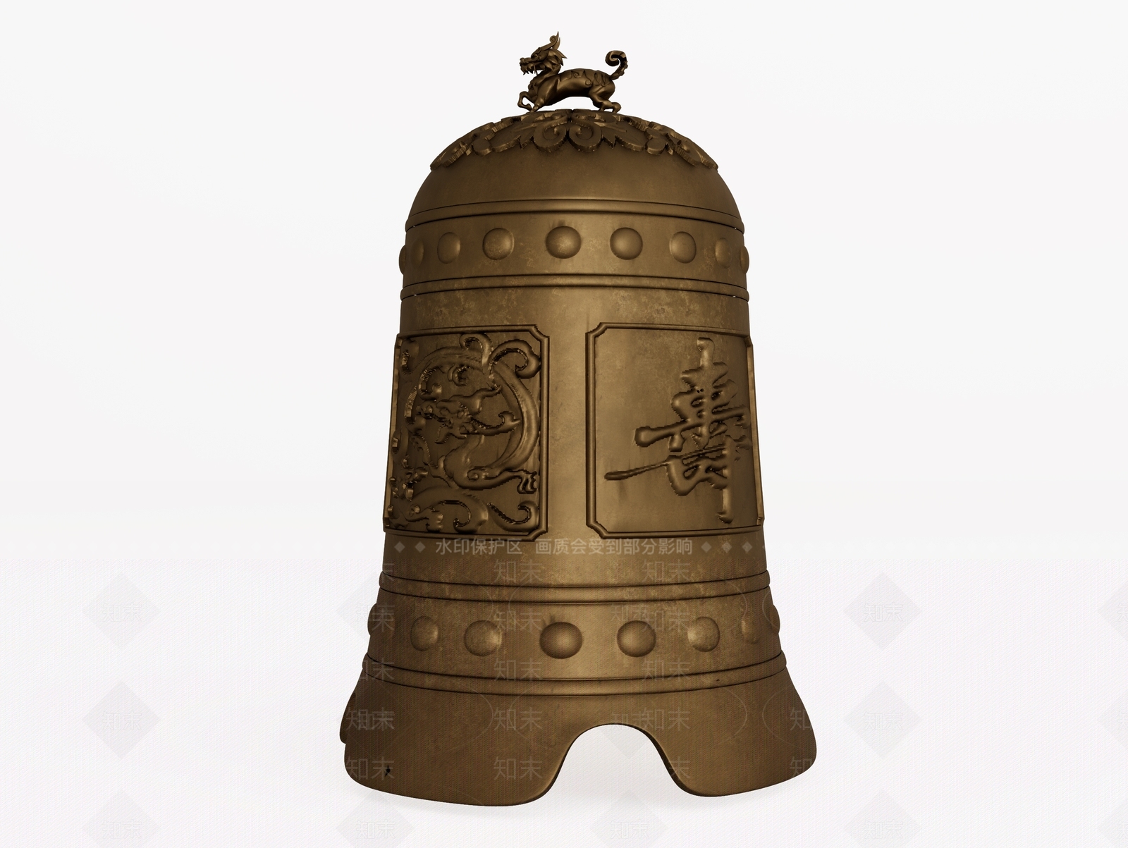中式铜钟雕塑装置SU模型下载【ID:1140819099】