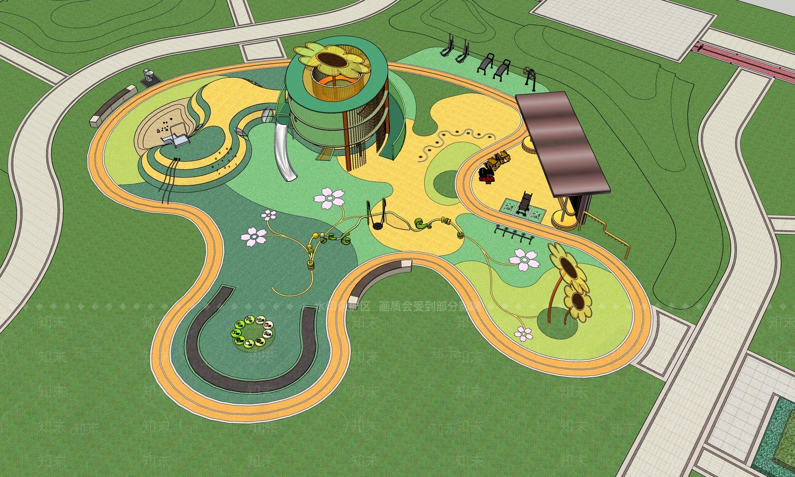 现代儿童游乐区SU模型下载【ID:1140821933】