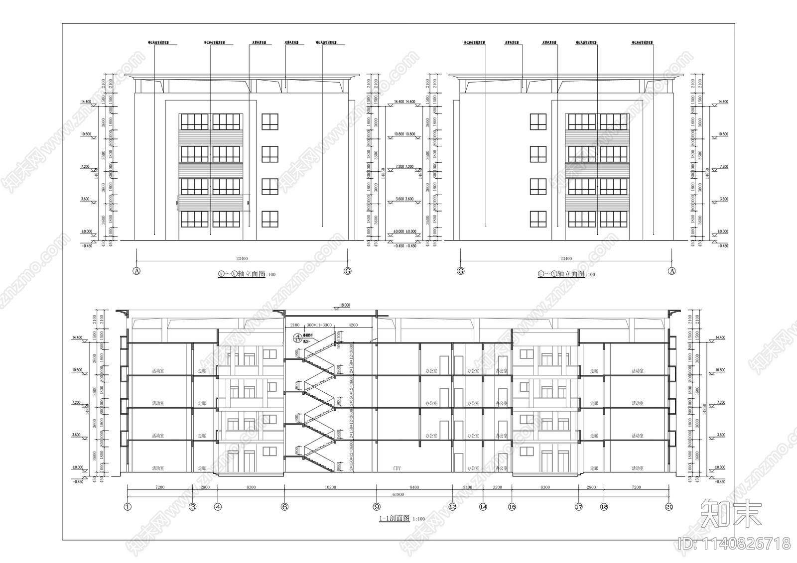 三官殿小学建筑cad施工图下载【ID:1140826718】