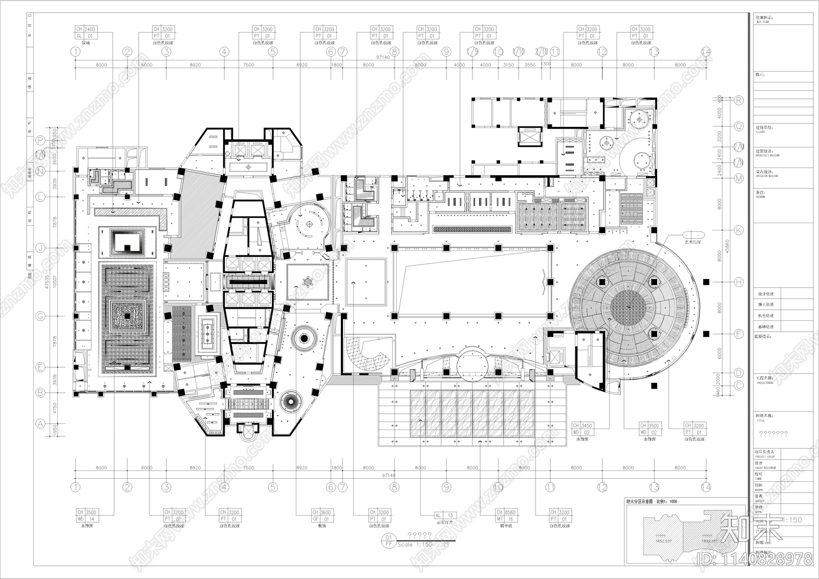 园林式五星级度假酒店室内cad施工图下载【ID:1140828978】