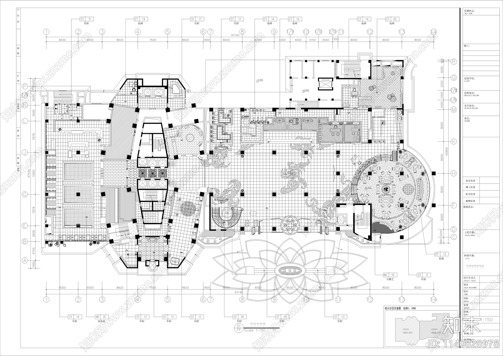 园林式五星级度假酒店室内cad施工图下载【ID:1140828978】