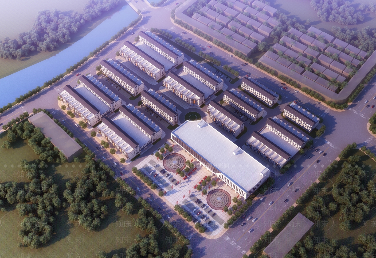 新中式农贸市场鸟瞰3D模型下载【ID:1140828452】