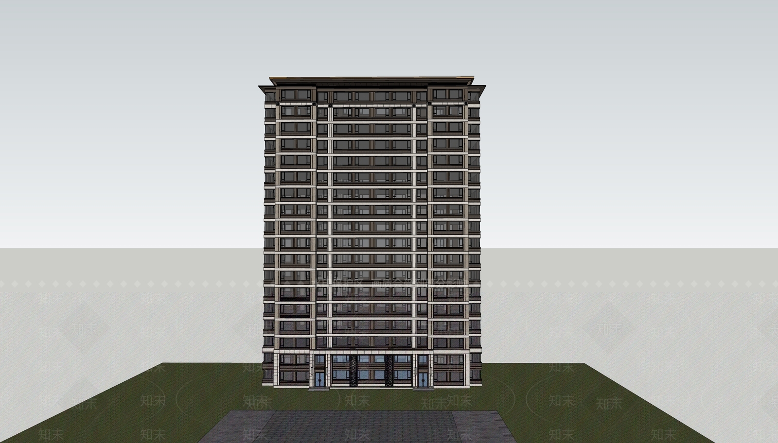 现代高层住宅SU模型下载【ID:1140833197】