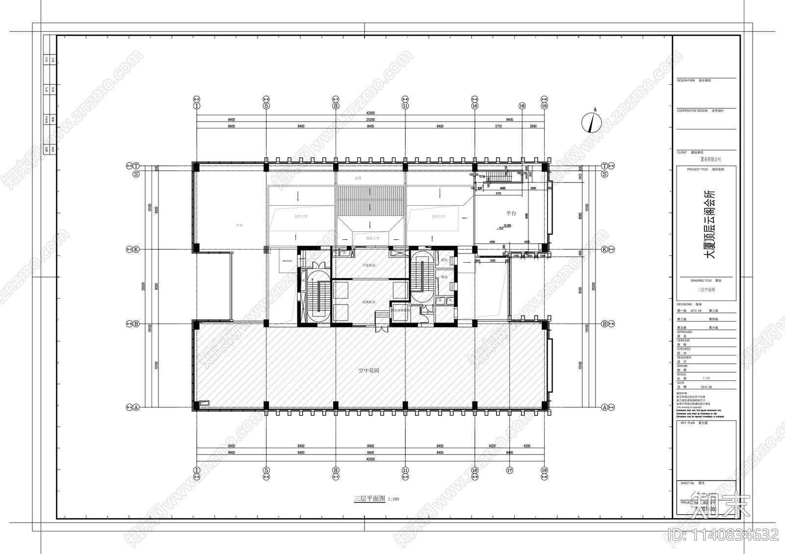 大厦顶层蓬莱会所建筑cad施工图下载【ID:1140834632】