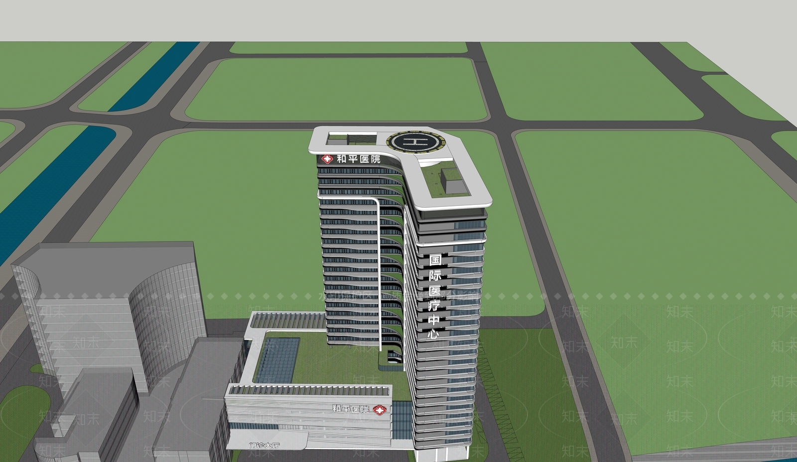 现代医疗建筑SU模型下载【ID:1140835953】