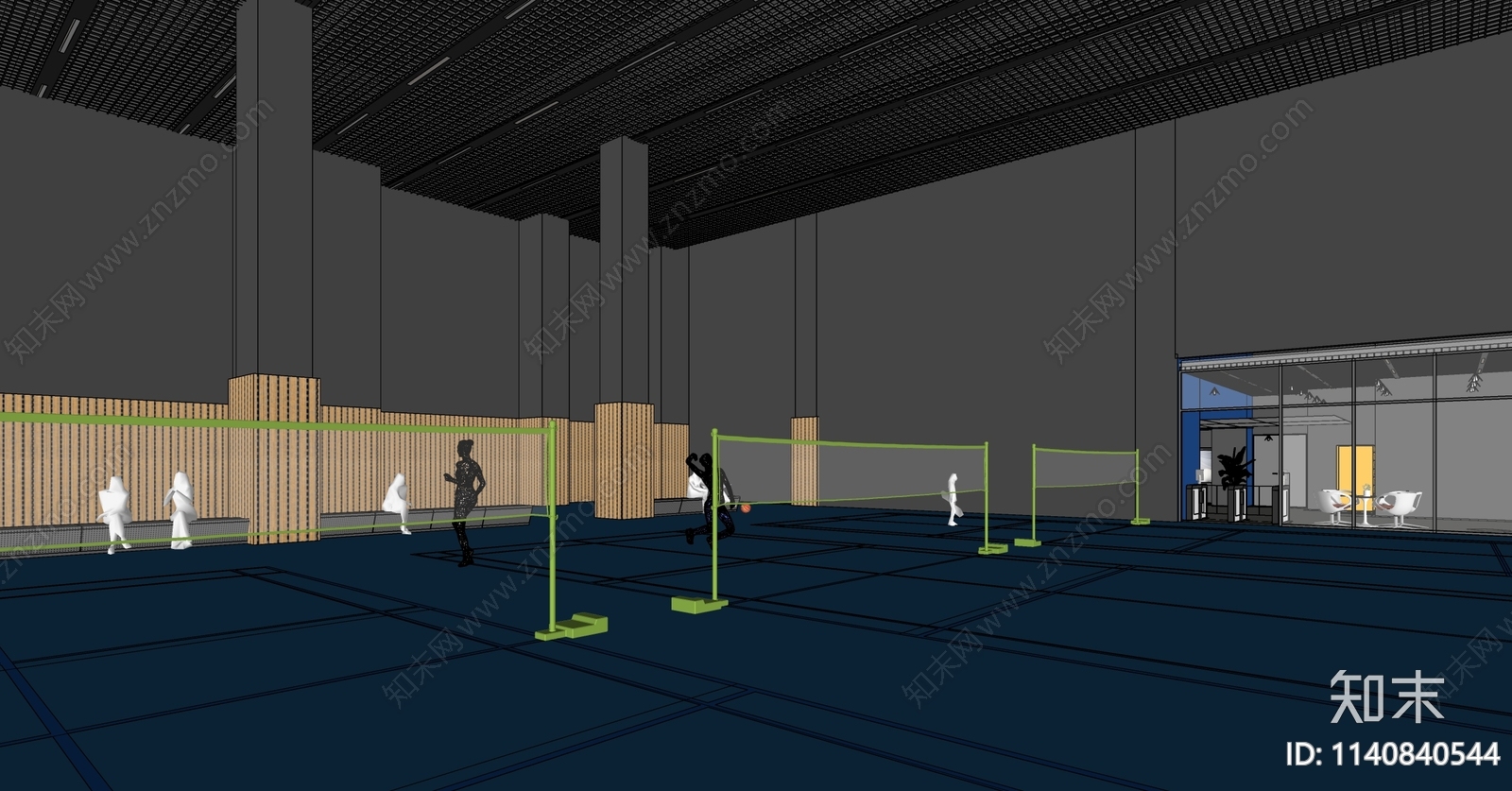 现代羽毛球场SU模型下载【ID:1140840544】