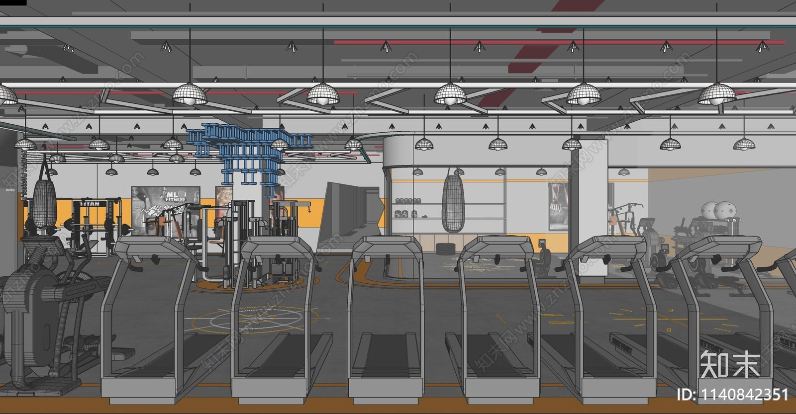 现代健身房SU模型下载【ID:1140842351】
