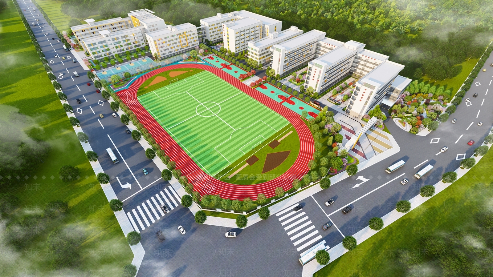 现代校园景观SU模型下载【ID:1140849800】