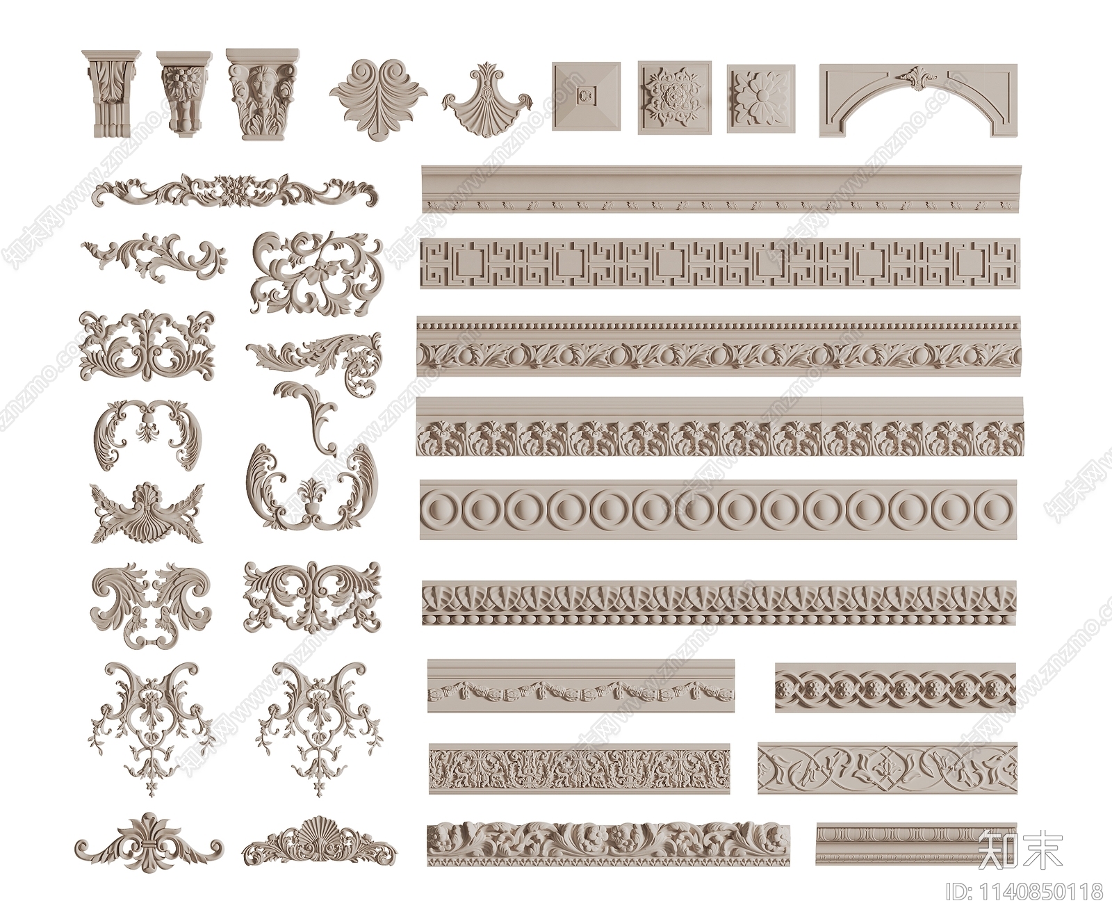 欧式雕花3D模型下载【ID:1140850118】