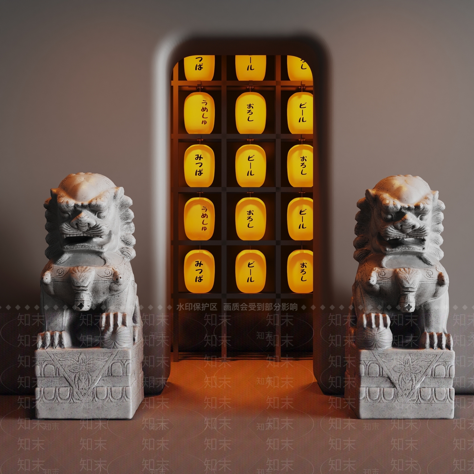 中式石狮子SU模型下载【ID:1140854221】